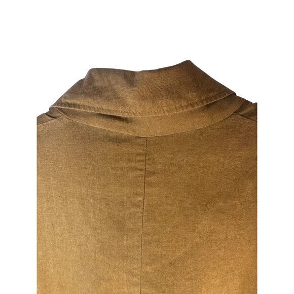 ZARA Womens Medium Double-Breasted Linen Coat Gold Brown - Picture 13 of 15